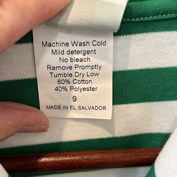 Zucchini Boys green and white preppy striped polo w/zipper - Picture 11 of 11